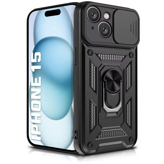 LXINDIA Protection Covers WOW IMAGINE Tough Armor Bumper Case for iPhone 15 Black