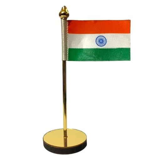 LX INDIA National Flag WRAPPING STUDIO Indian Flag with Gold-Plated Metal Base