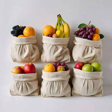 LXINDIA Bag WUD 6 Muslin Cotton Cloth Bags for Vegetables, for Storing Vegetables in Fridge