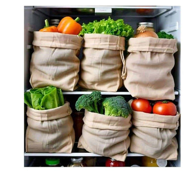 LXINDIA Bag WUD 6 Muslin Cotton Cloth Bags for Vegetables, for Storing Vegetables in Fridge