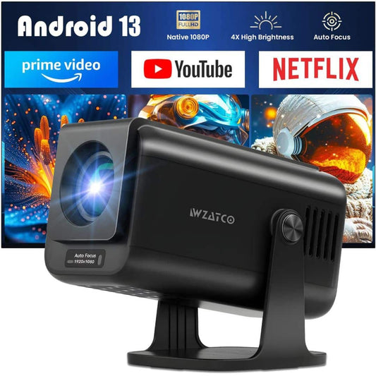 LX INDIA Projector WZATCO Yuva Go Pro Fully Automatic Native 1080P Android Smart Projector (Black)