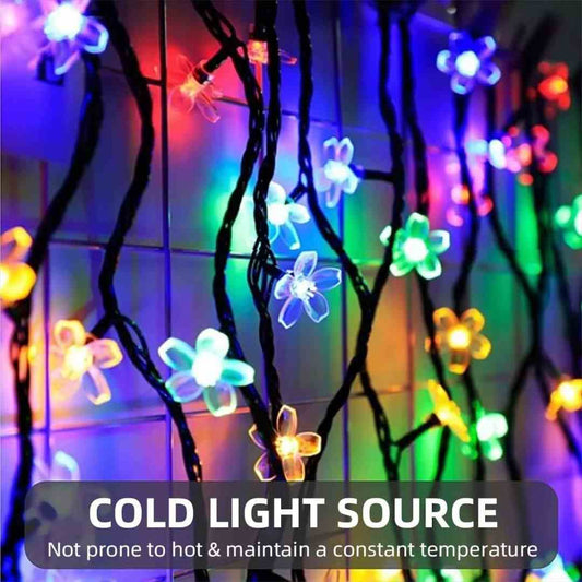 LX INDIA Garden lights XERGY 30 LED Fairy String Solar Silicon Flower Outdoor/Indoor Waterproof Light, Decorations for Garden (Multicolor)