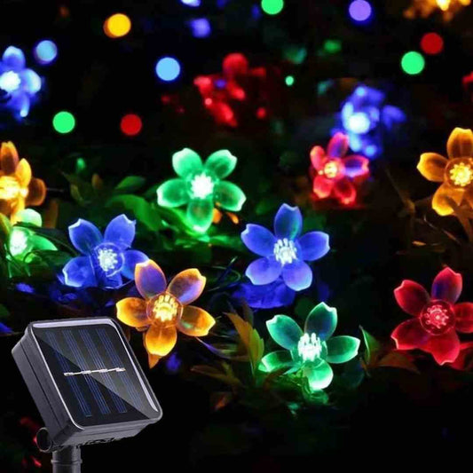 LX INDIA Garden lights XERGY 30 LED Fairy String Solar Silicon Flower Outdoor/Indoor Waterproof Light, Decorations for Garden (Multicolor)