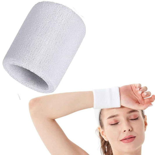 LX INDIA Sweat Bands White XFyt Sports Cricket Wrist Sweat Band , Pack of 2