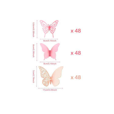 LX INDIA Wall Stickers Xtore 144Pcs 3D Home Decor Butterfly with Sticking Pad