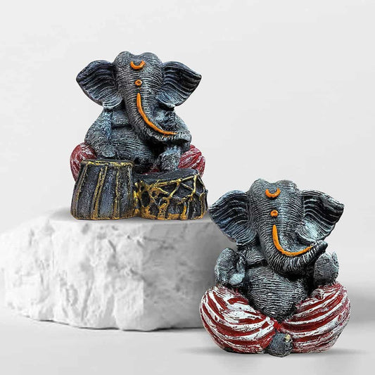 LX INDIA Show Piece Xtore Beautiful Resin Ganesha Pair for Home Decor Pack Of 2