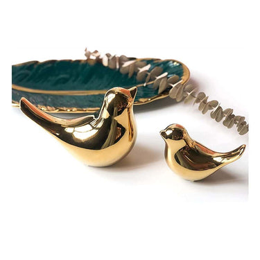 LXINDIA Show Piece Xtore Ceramic Golden Blessing Birds Figurine for Home Decor