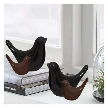 LXINDIA Show Piece Xtore Creative Brown and Black Glossy Ceramic Birds