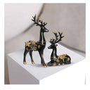 LXINDIA Show Piece Xtore Creative Resin Golden and Black Reindeer Sculptures