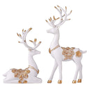 LXINDIA Show Piece Xtore Creative Resin Golden and White Reindeer Sculptures