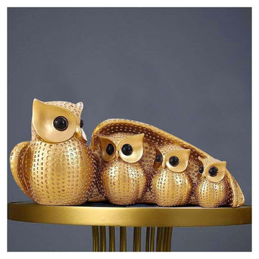 LXINDIA Show Piece Xtore  Golden Owl Family (Mother And Child) for Home Decor