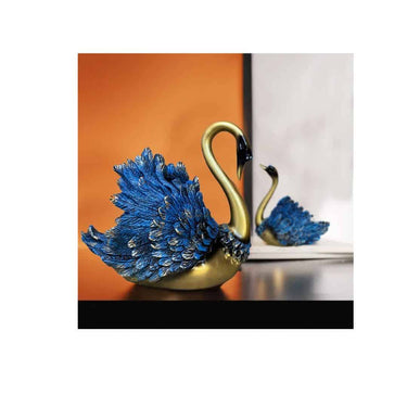 LXINDIA Show Piece Xtore Hand Crafted Swan Pair Home Decor Decorative Showpiece (Pack of 2 Blue)