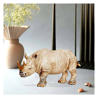 LXINDIA Show Piece Xtore Home Decor Lucky Horned Rhino Statue Table Accent (Pack of 1)