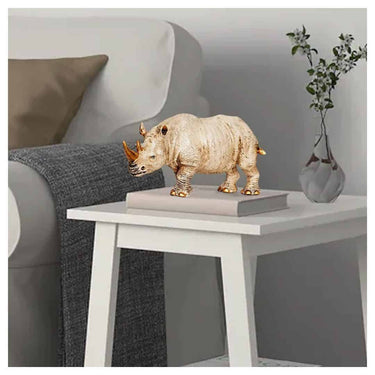 LXINDIA Show Piece Xtore Home Decor Lucky Horned Rhino Statue Table Accent (Pack of 1)