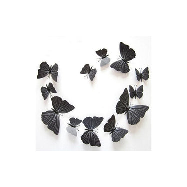 LX INDIA Wall Stickers Xtore Home Decor Plastic 3D Build Butterfly with Sticking Pad (Shaded Black) 12 Pieces