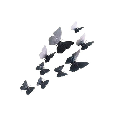 LX INDIA Wall Stickers Xtore Home Decor Plastic 3D Build Butterfly with Sticking Pad (Shaded Black) 12 Pieces