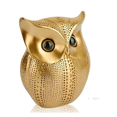 LXINDIA Show Piece Xtore Modern Classy Lucky Owl Resin Art Figure Showpiece (Golden)