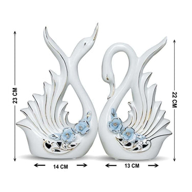 LXINDIA Show Piece Xtore Modern Elite Swan Pair Ceramic Art Figure  Beautiful Home Decor (Set of 2 White)