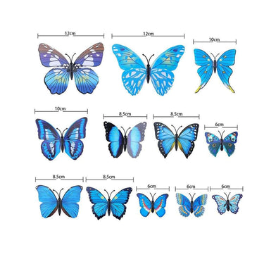 LX INDIA Wall Stickers Xtore  Plastic 3D Home Build Beautiful Butterfly with Sticking Pad (Ocean Blue) -Set of 12