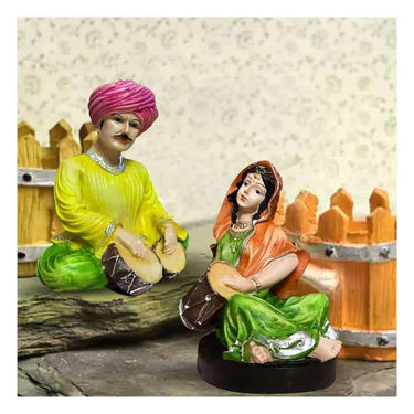 LXINDIA Show Piece Xtore Resin Rajasthani Musical Couple Decoreative Showpiece