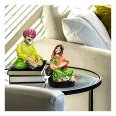 LXINDIA Show Piece Xtore Resin Rajasthani Musical Couple Decoreative Showpiece