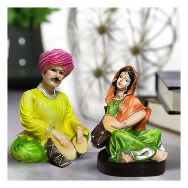 LXINDIA Show Piece Xtore Resin Rajasthani Musical Couple Decoreative Showpiece