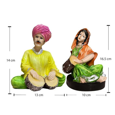 LXINDIA Show Piece Xtore Resin Rajasthani Musical Couple Decoreative Showpiece