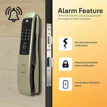 LXINDIA Lock Yale YMI 70 Push Pull Smart Digital Door Lock for Wooden Door with Fingerprint (Gold Finish)