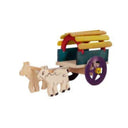 LXINDIA Show Piece Yamkay Wooden Bullock Cart Small Wooden Bullock Cart