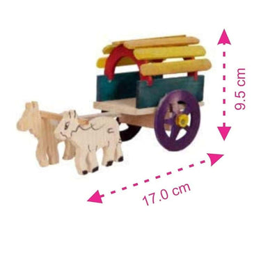 LXINDIA Show Piece Yamkay Wooden Bullock Cart Small Wooden Bullock Cart