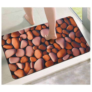 LXINDIA mats Yellow Weaves 3D Patterned Anti Slip Bath Mat (Brown Stone) (Pack of 2)