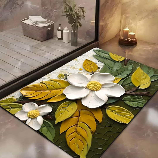 LXINDIA mats Yellow Weaves 3D Patterned Anti Slip Bath Mat (Champo) (Pack of 2)
