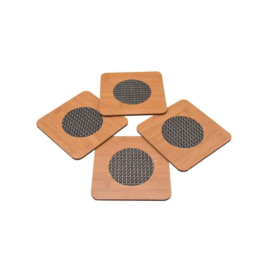 LXINDIA mats Yellow Weaves 4 Pieces Bamboo Heat Insulation Pad Table Mats