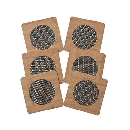 LXINDIA mats Yellow Weaves 6 Pieces Bamboo Heat Insulation Pad