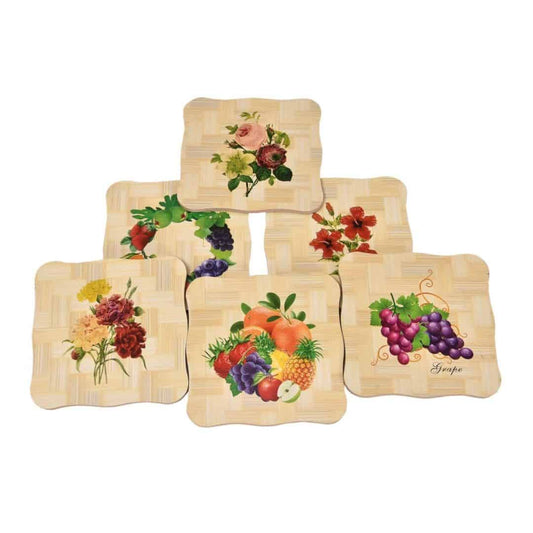 LXINDIA mats Yellow Weaves 6 Pieces Bamboo Table Mats