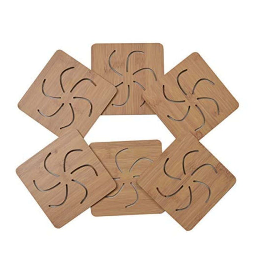 LXINDIA mats Yellow Weaves 6 Pieces Bamboo Table Mats Placemats for Big Pans Pots