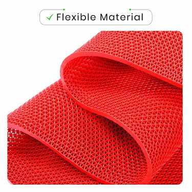 LXINDIA mats Yellow Weaves Anti Skid Multipurpose PVC Rubber Mat for Floor (Red)