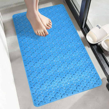 LXINDIA mats Yellow Weaves Anti Skid Shower Mat (Blue)