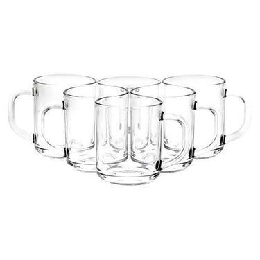 LXINDIA Tea Set Yera Transparent Glass Mug with Handle Set of 6