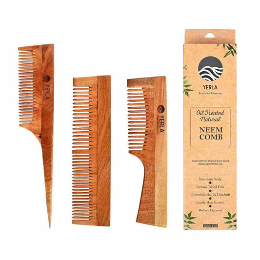 LX INDIA Combs YERLA Handemade Kacchi Neem Wooden Comb