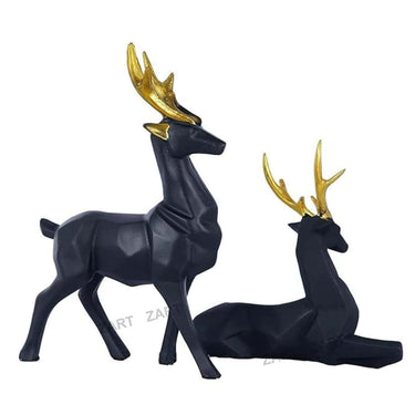 LXINDIA Show Piece zart Deer Home Decor showpiece (Black) Resin