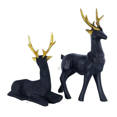 LXINDIA Show Piece zart Deer Home Decor showpiece (Black) Resin