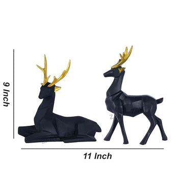 LXINDIA Show Piece zart Deer Home Decor showpiece (Black) Resin