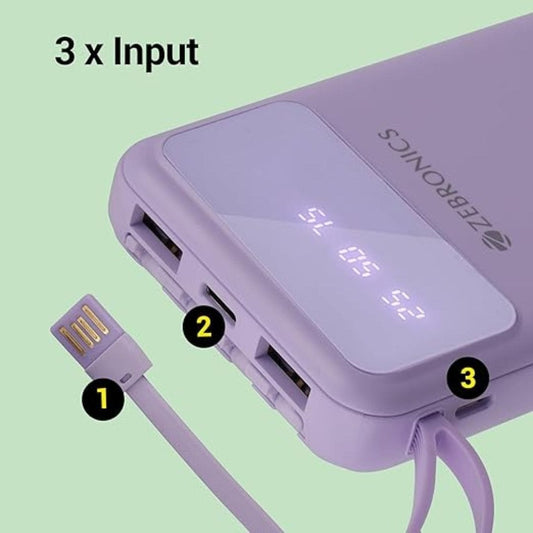 LXINDIA Power Bank Zeb MB10000S6 (Lavender)
