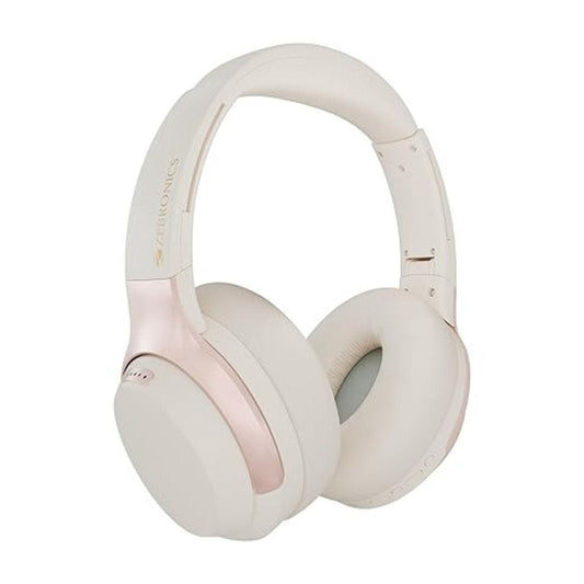 LX INDIA Head phone ZEBRONICS Duke Plus, Wireless Over Ear Headphone beige
