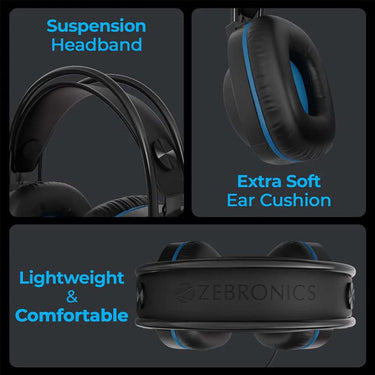 LXINDIA headphone Zebronics Jet Premium Wired Gaming Ear Headphone (Black + Blue)