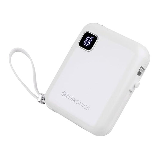 LX INDIA Power Bank White ZEBRONICS MW64 10000 mAh Compact Power Bank (Black)