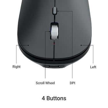 LXINDIA Mice ZEBRONICS Poise Rechargeable Wireless Mouse (Metallic Black)