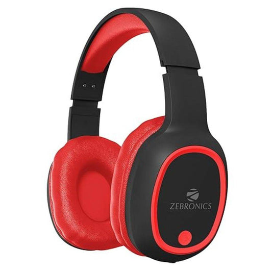 LX INDIA Head phone ZEBRONICS Thunder Bluetooth 5.3 Wireless Over Ear Headphones    red