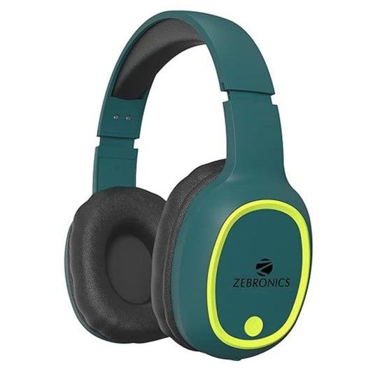 LX INDIA Head phone ZEBRONICS Thunder Bluetooth 5.3 Wireless Over Ear Headphones   teal green